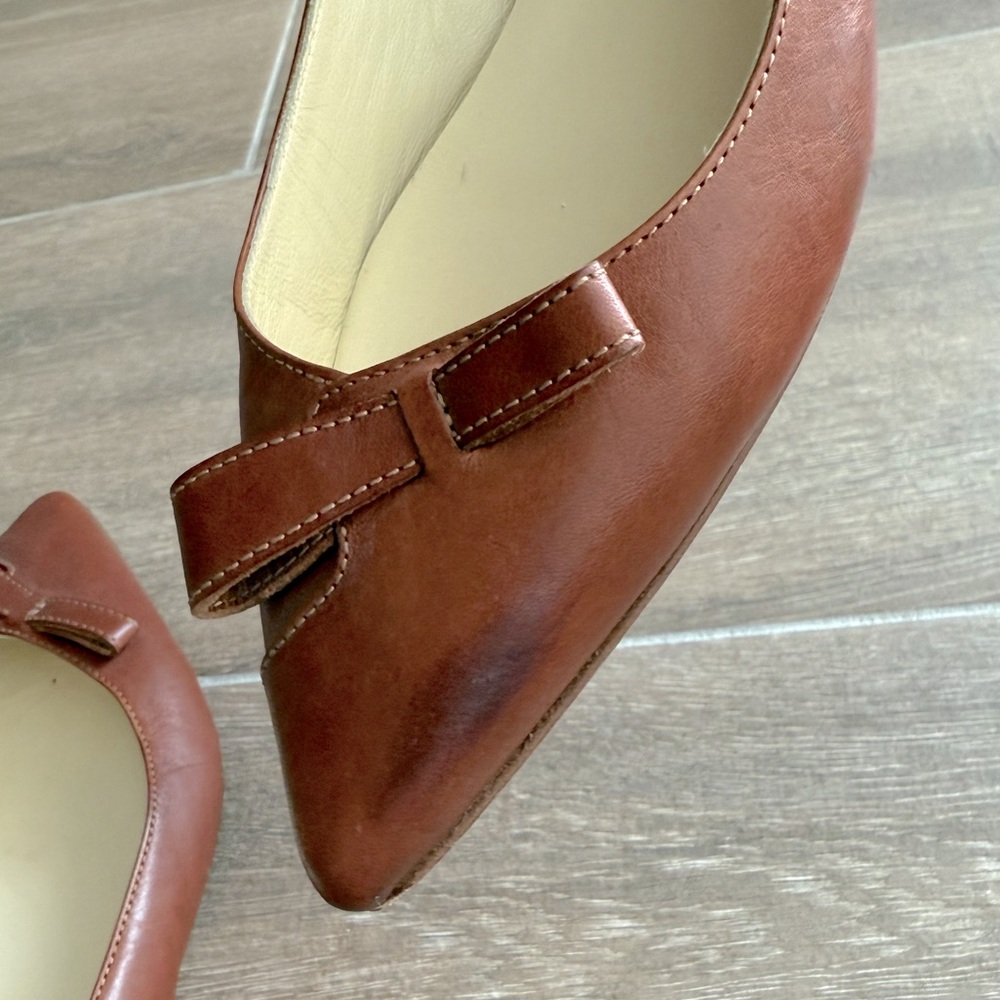 Sarah Flint Natalie Bow Flats in Saddle Vachetta Brown Leather - 38 EU / 8 US - Picture 6 of 9
